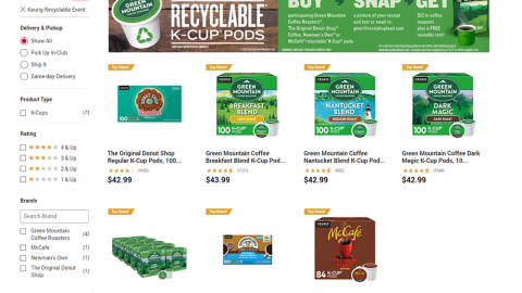 BJ's 'Keurig Recyclable Event' Web Page