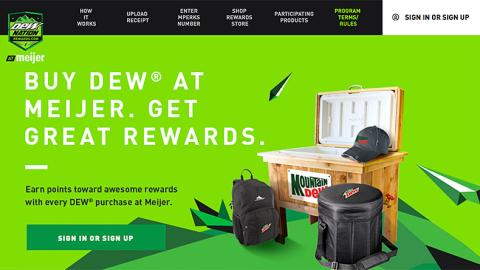 Mountain Dew Meijer 'Get Great Rewards' Web Page