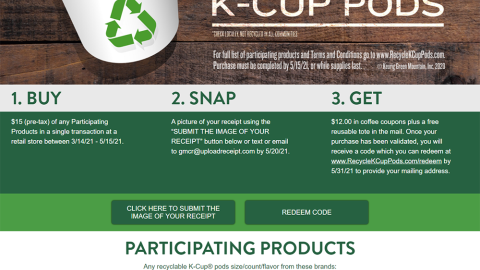 Keurig Green Mountain 'Recycle K-Cup Pods' Microsite
