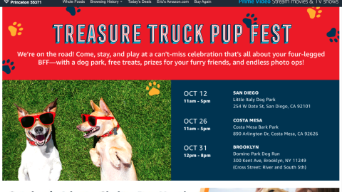 Amazon Treasure Truck 'Pup Fest' Page